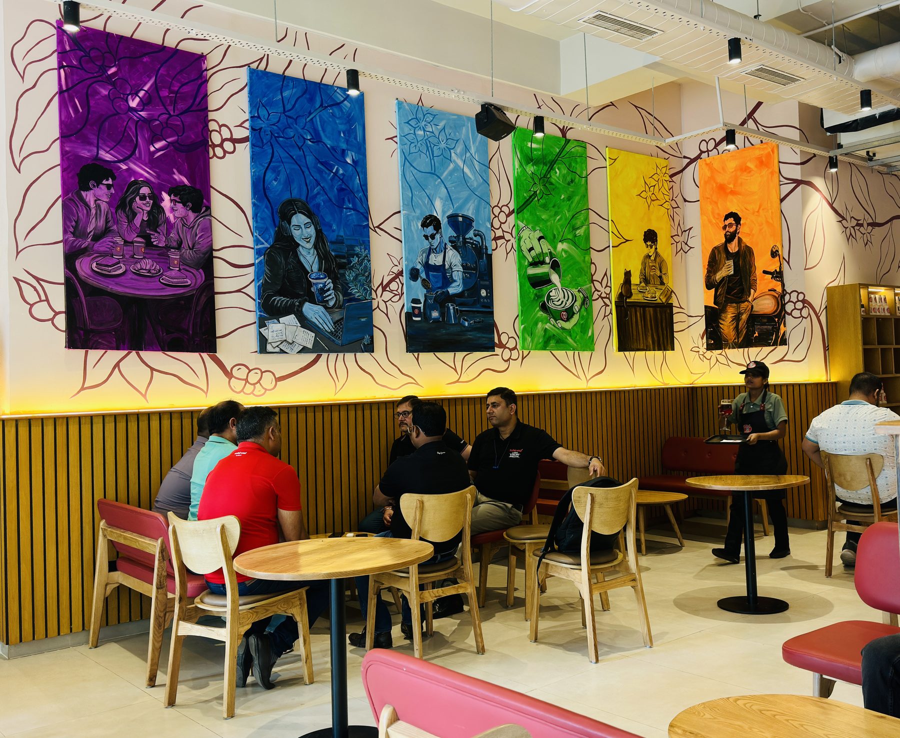 Portrait mural wall at Coffee Dude Gomti Nagar